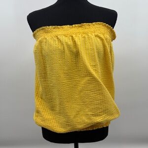 By Anthropologie Tube Top Women XL Yellow Strapless Country Western Y2K 90s
